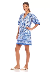 Petite Puff Sleeve Peasant Dress