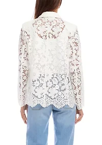Petite Floral Lace Scallop Edge Blazer