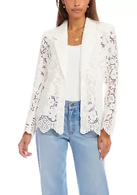 Women's Floral Lace Scallop Edge Blazer