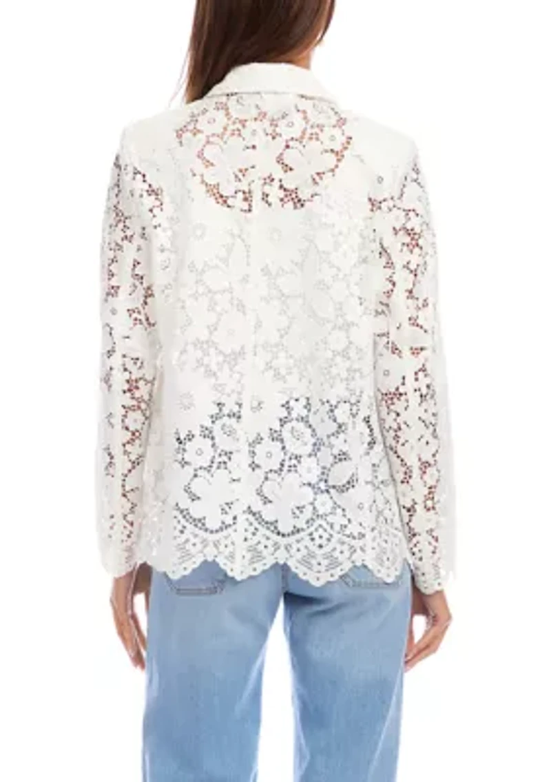 Women's Floral Lace Scallop Edge Blazer