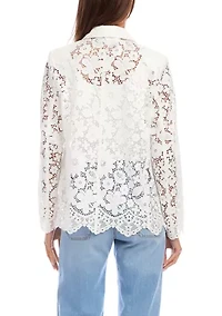 Women's Floral Lace Scallop Edge Blazer