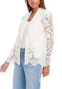 Women's Floral Lace Scallop Edge Blazer