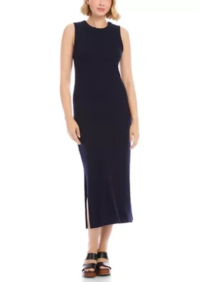 Women's Ribbed Sleeveless Midi Column Dress