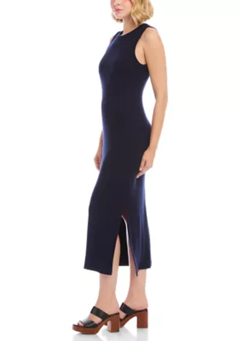 Women's Ribbed Sleeveless Midi Column Dress