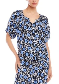 Petite Puff Sleeve Peasant Top