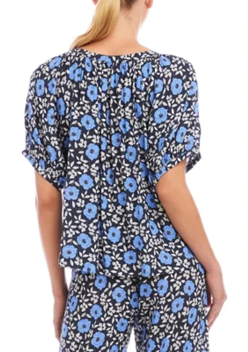 Petite Puff Sleeve Peasant Top