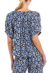 Petite Puff Sleeve Peasant Top