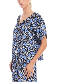 Petite Puff Sleeve Peasant Top