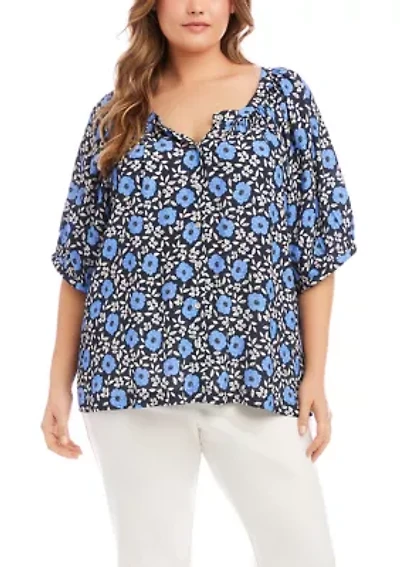 Plus Puff Sleeve Peasant Top