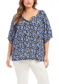 Plus Puff Sleeve Peasant Top