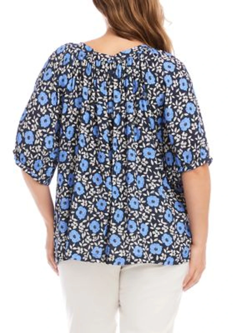 Plus Puff Sleeve Peasant Top