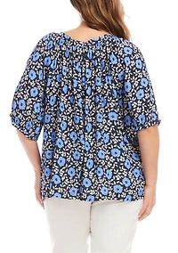 Plus Puff Sleeve Peasant Top