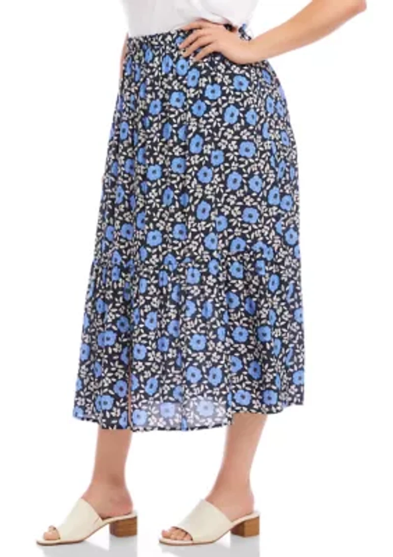 Plus Front Slit Midi Skirt
