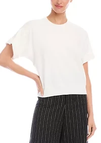 Women's Ribbed Cuffed Sleeve Top