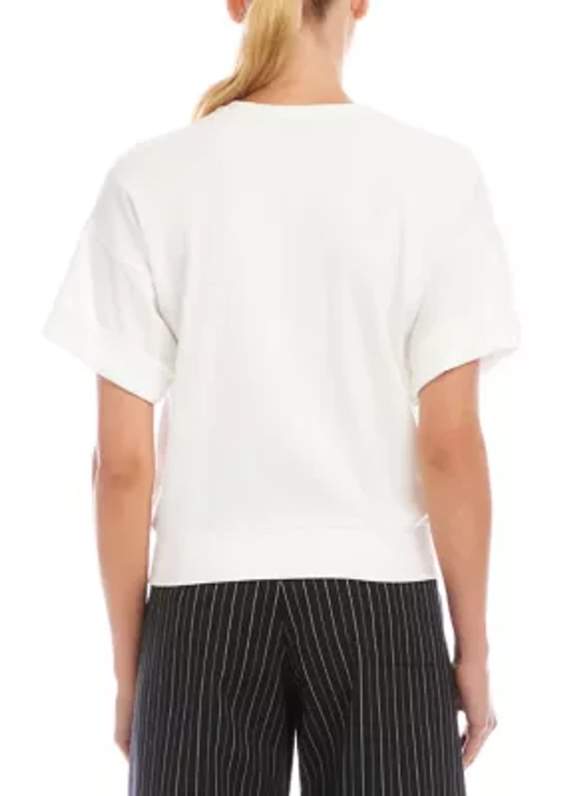 Women's Ribbed Cuffed Sleeve Top