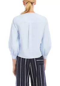 Women's Blouson Sleeve Tie-Front Top