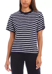 Petite Stripe Short Sleeve Top