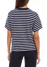 Petite Stripe Short Sleeve Top