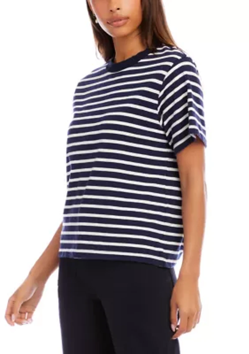 Petite Stripe Short Sleeve Top