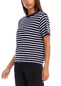 Petite Stripe Short Sleeve Top