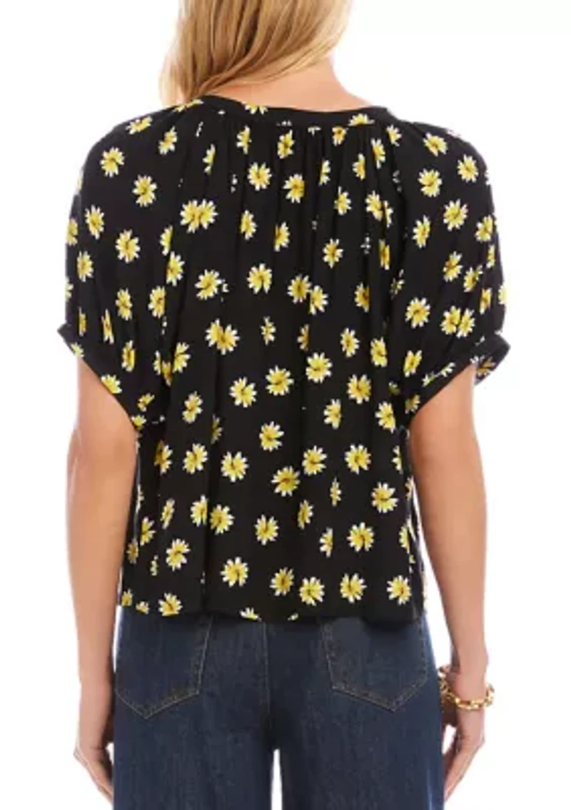 Petite Puff Sleeve Peasant Top