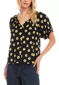 Petite Puff Sleeve Peasant Top