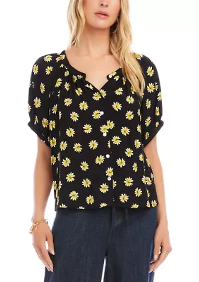 Women's Puff Sleeve Peasant Top