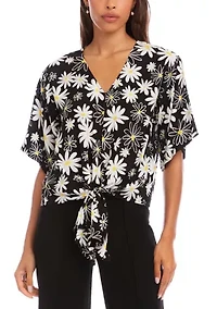 Women's Flutter Sleeve Tie-Front Top