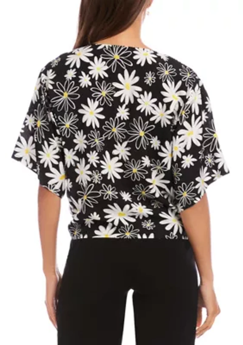 Women's Flutter Sleeve Tie-Front Top