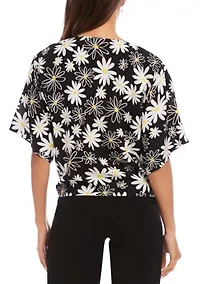 Women's Flutter Sleeve Tie-Front Top