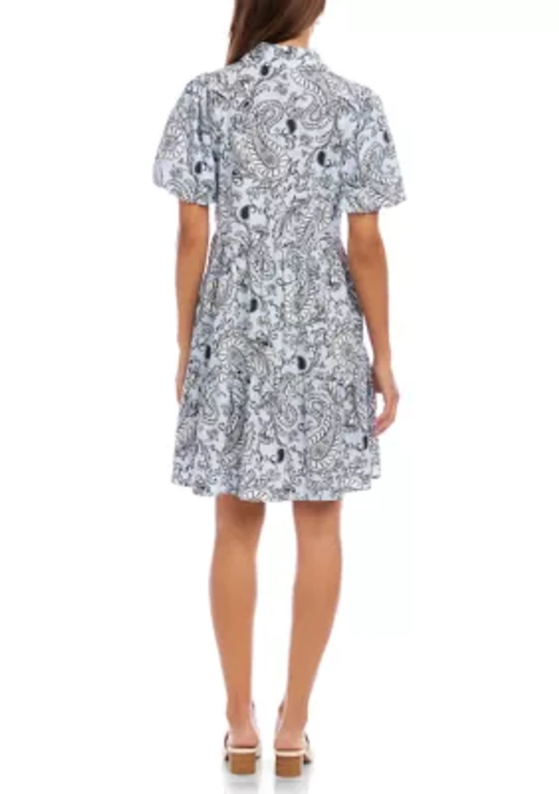 Women's Puff Sleeve Tiered Shirtdress