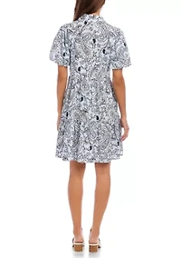Women's Puff Sleeve Tiered Shirtdress