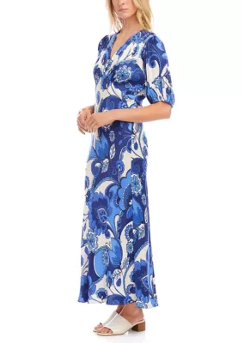 Women's Puff Sleeve Bias Dress