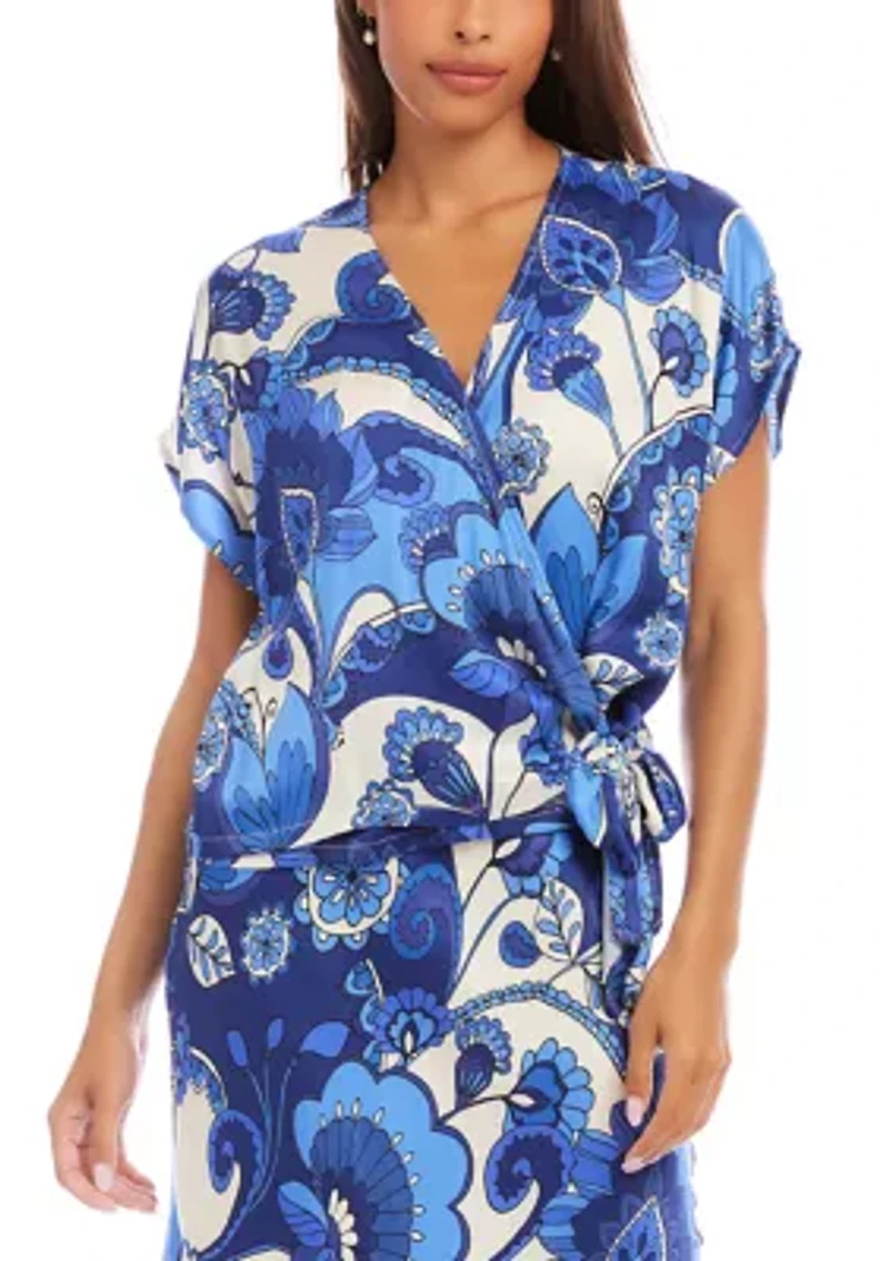 Women's Blouson Wrap Tie Top