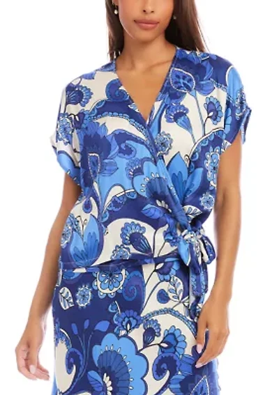 Women's Blouson Wrap Tie Top