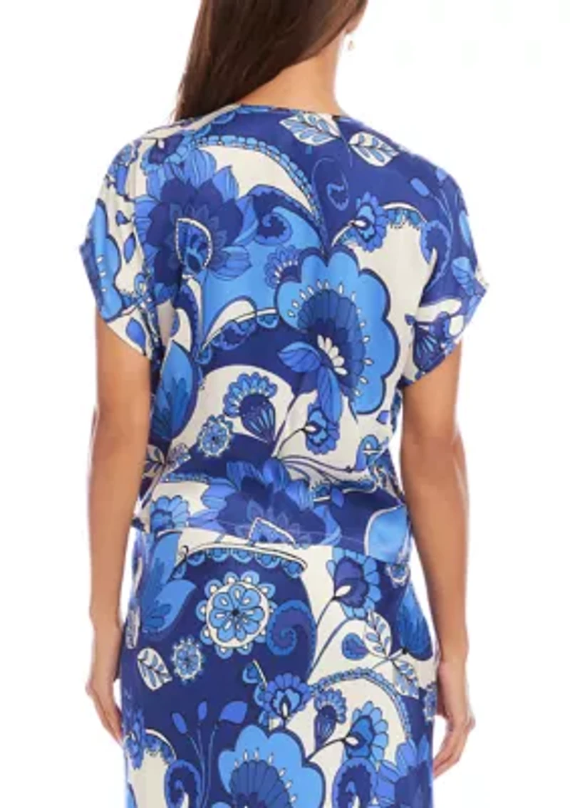 Women's Blouson Wrap Tie Top