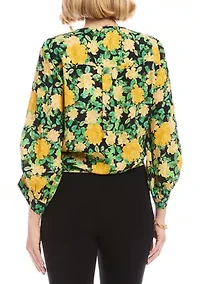 Petite Blouson Sleeve Tie-Front Top
