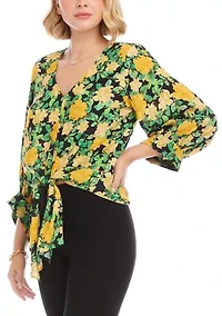 Petite Blouson Sleeve Tie-Front Top