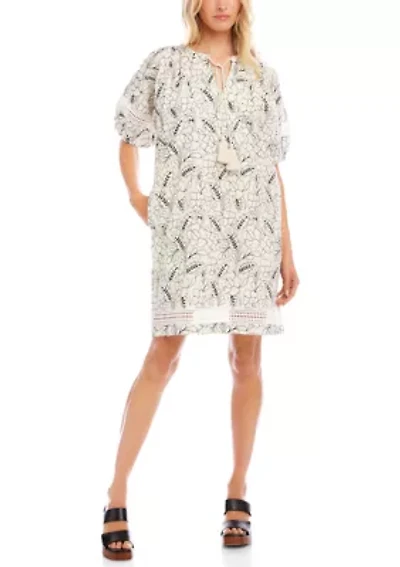 Women's Puff Sleeve Tassel Dress