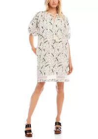 Women's Puff Sleeve Tassel Dress