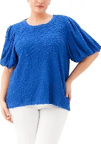 Plus Puff Sleeve Textured Top