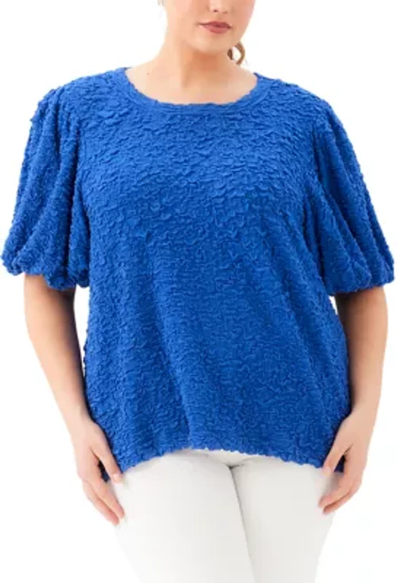 Plus Puff Sleeve Textured Top