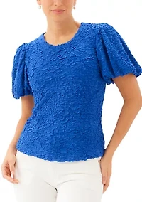 Women's Puff Sleeve Textured Top