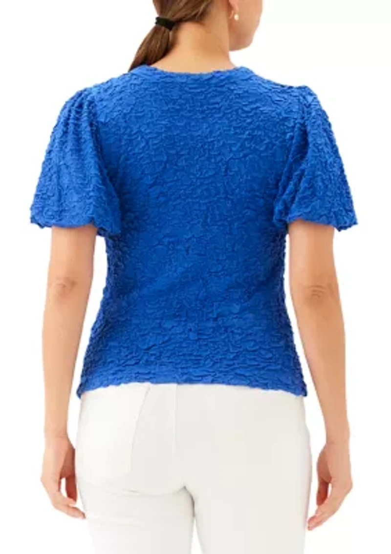 Women's Puff Sleeve Textured Top