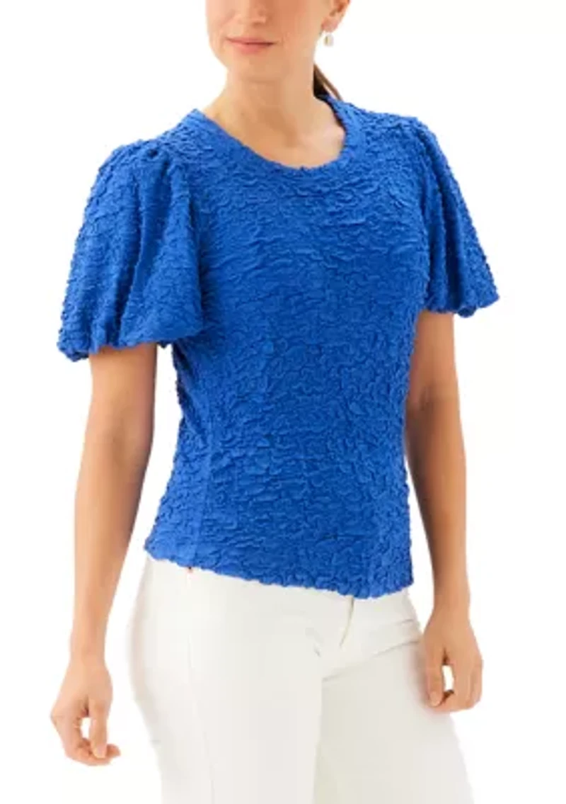 Women's Puff Sleeve Textured Top