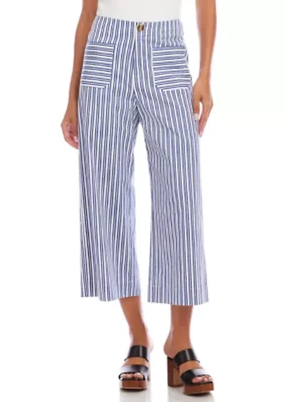 Women's Stripe Cropped Wide-Leg Pants