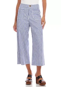Women's Stripe Cropped Wide-Leg Pants