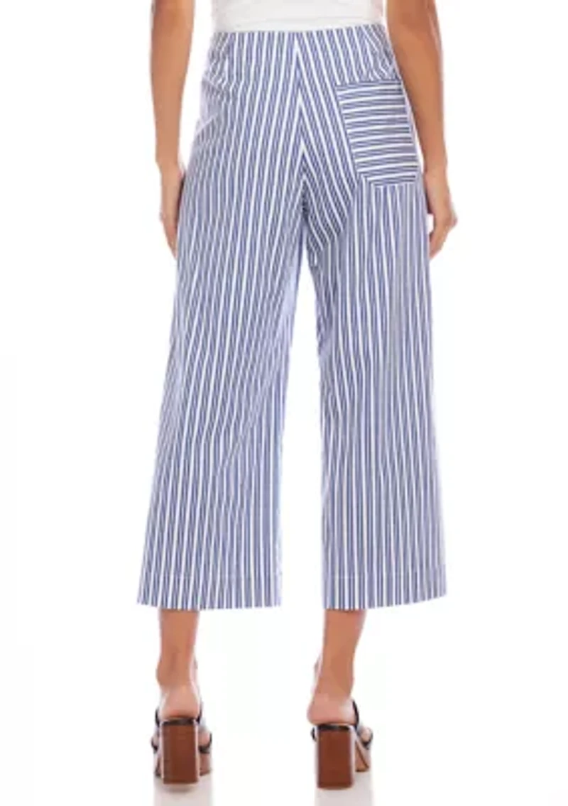 Women's Stripe Cropped Wide-Leg Pants
