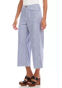 Women's Stripe Cropped Wide-Leg Pants