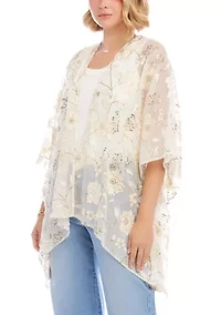 Women's Floral Embroidered Open Front Jacket